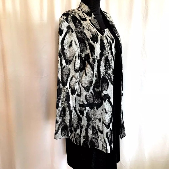Misook Collection Black Abstract Pattern Jacket and Dress Set - size Large - Picture 2 of 9